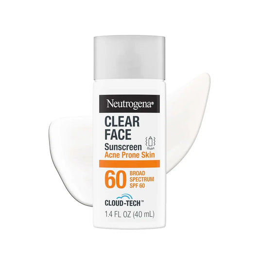 Neutrogena Clear Face Sunscreen Acne-Prone Skin SPF 60 with BEMT, 1.4 Fl Oz