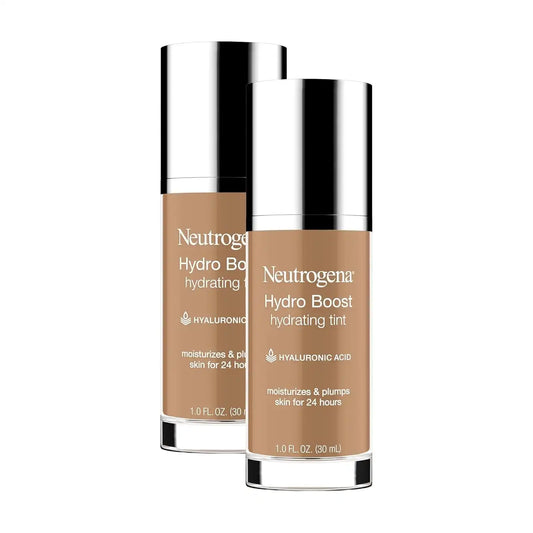Neutrogena Hydro Boost Hydrating Tint with Hyaluronic Acid, Lightweight Water Gel Formula, Moisturizing, Oil-Free & Non-Comedogenic Liquid Foundation Makeup, 105 Caramel Color 1.0 fl. oz (Pack of 2)