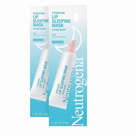 Neutrogena Hydro Boost Hydrating Lip Sleeping Mask with Hyaluronic Acid,Clear Overnight and Daily Moisturizing Treatment for Very Dry Lips,Fragrance Free Squeeze Tube Lip Balm,0.35 oz,(Pack of 2)