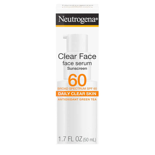 Neutrogena Clear Face Serum Sunscreen SPF 60, Broad Spectrum, 1.7 fl oz