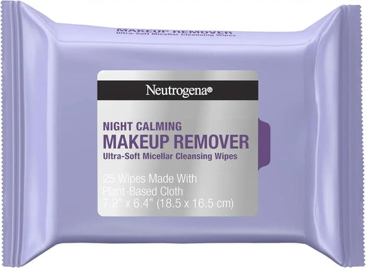 Neutrogena Makeup Remover Night Calming Cleansing Towelettes, Disposable Nighttime Face Wipes to Remove Dirt, Oil & Makeup, 25 Count, (Pack of 6)