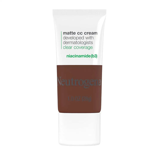 Neutrogena Clear Coverage Flawless Matte CC Cream, Full-Coverage Color Correcting Cream Face Makeup with Niacinamide (b3), Hypoallergenic, Oil Free & Fragrance Free, Sienna, 1 oz