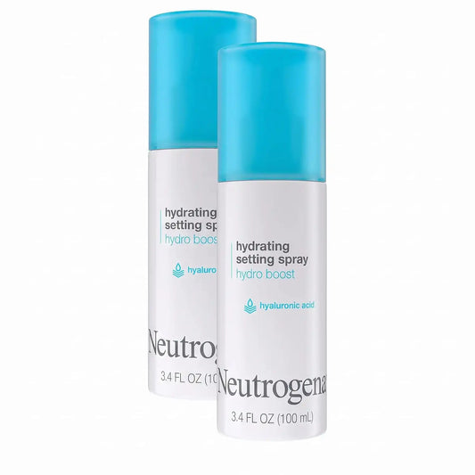 Neutrogena Hydro Boost Hydrating Makeup Setting Spray with Hyaluronic Acid,Setting Spray for Smooth,Dewy Skin,Fragrance Free,Non-Comedogenic & Hypoallergenic,3.4 fl. oz,(Pack of 2)