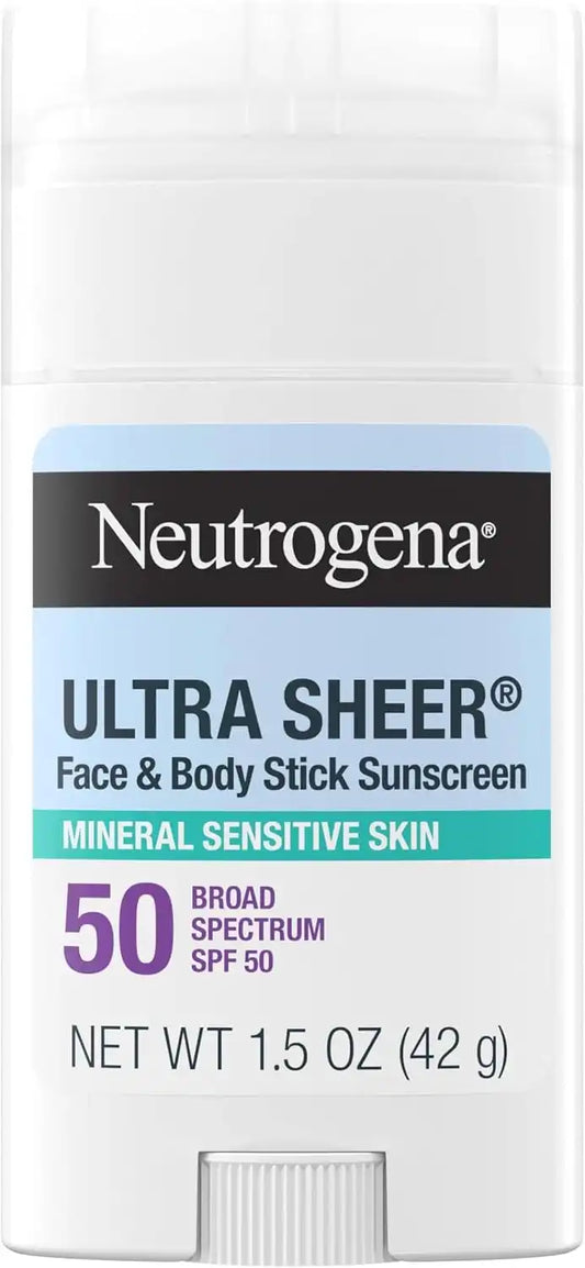 Neutrogena Ultra Sheer Mineral Sunscreen Stick SPF 50, 1.5 Ounce (Pack of 12)