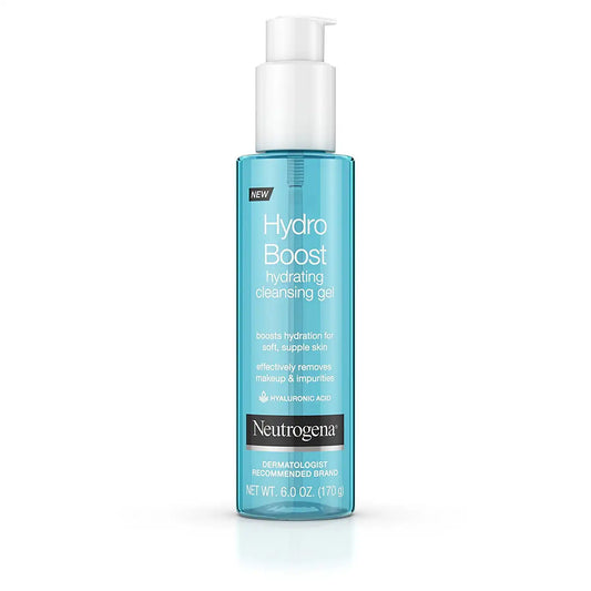Neutrogena Hydro Boost Lightweight Hydrating Facial Cleansing Gel, Gentle Face Wash & Makeup Remover with Hyaluronic Acid, Hypoallergenic & Non Comedogenic, 6 oz