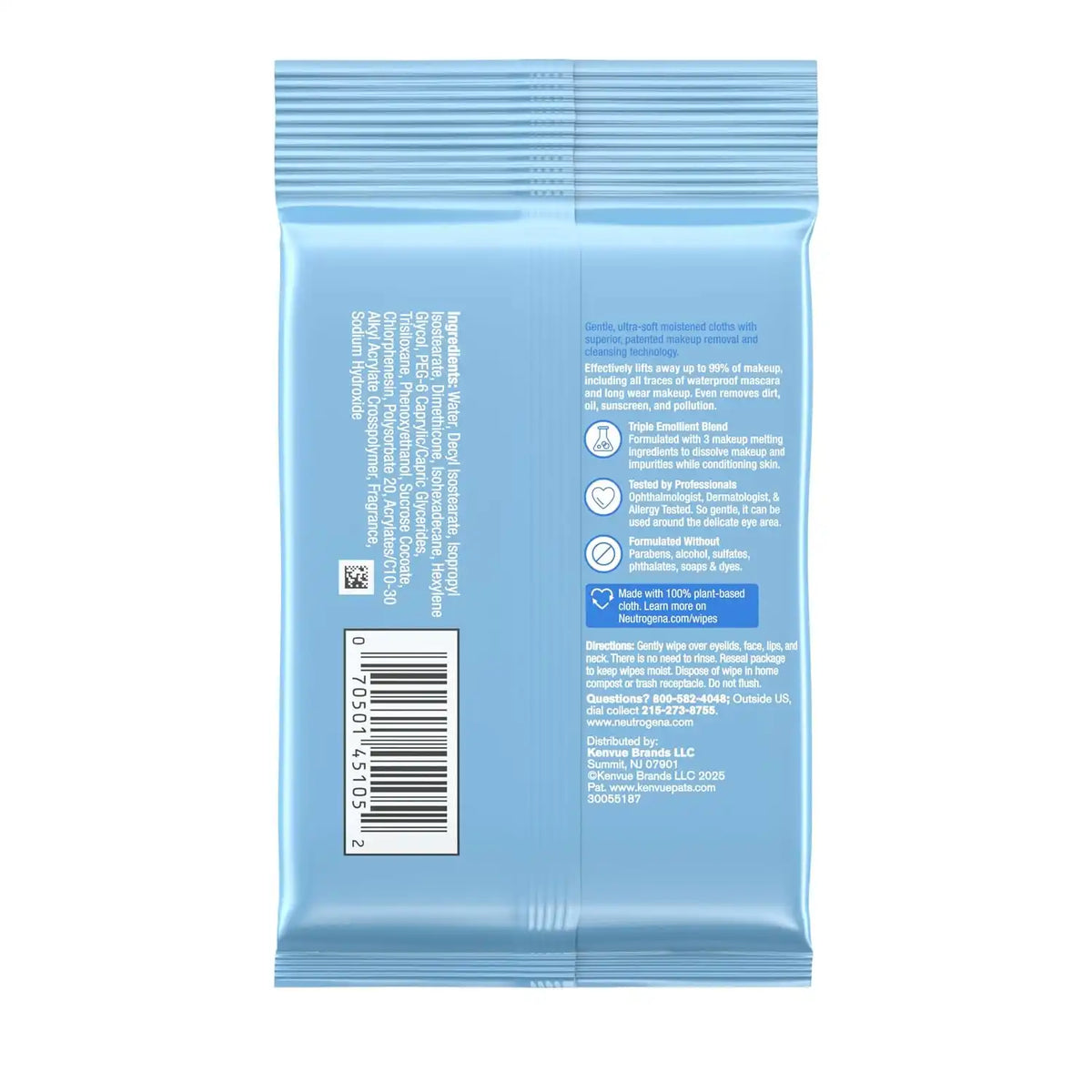 Neutrogena Makeup Remover Wipes, 7 ct, Travel Pack