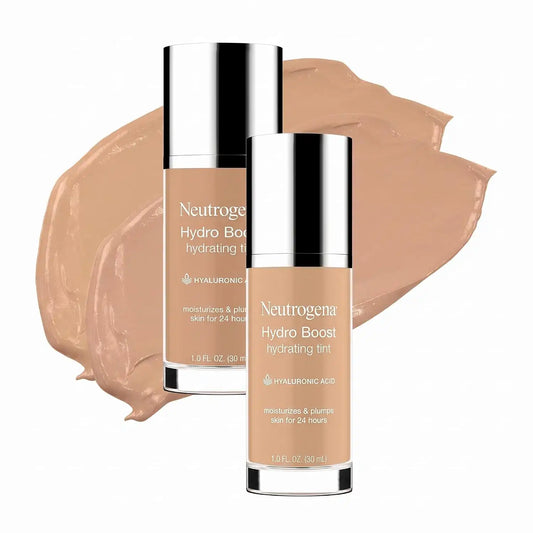 Neutrogena Hydro Boost Hydrating Tint Foundation Makeup for Dry Skin, with Hyaluronic Acid, Lightweight Oil-Free Water Gel, Non-Comedogenic, 40 Nude Color, 1.0 fl. oz (Pack of 2)