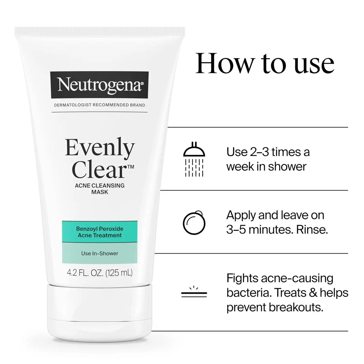 Neutrogena Evenly Clear Acne Cleansing Face Mask, 4.2 Ounce (Pack of 12)