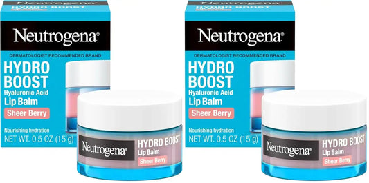 Neutrogena Hydro Boost Hyaluronic Acid Lip Balm,Nourishing Vitamin E Leaves Lips Feeling Hydrated,Sheer Pink Tinted Color with a Sweet Berry Flavor,Sheer Berry,0.5 oz,(Pack of 2)