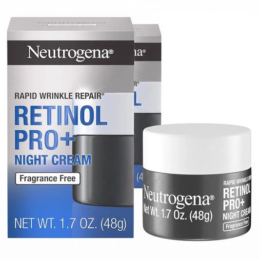 Neutrogena Retinol Pro+ Anti-Wrinkle Night Moisturizer,Rapid Wrinkle Repair,Anti-Aging Face & Neck Cream,Formulated without fragrance,parabens,dyes,& phthalates,Retinol,1.7 oz,(Pack of 2)