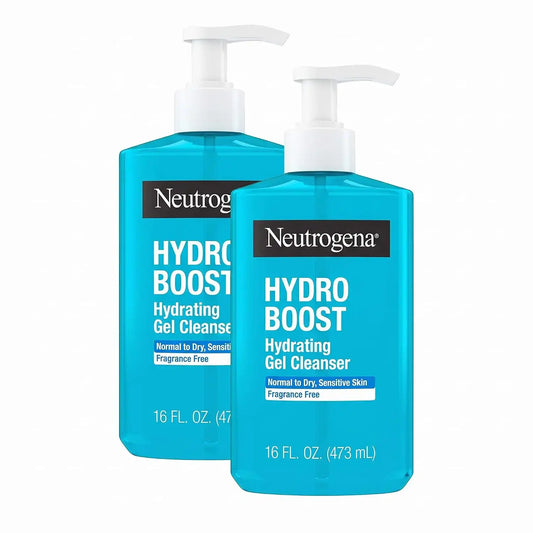 Neutrogena Hydro Boost Face Wash,Fragrance Free,Hydrating Facial Cleanser with Hyaluronic Acid,Daily Foaming Face Wash & Makeup Remover,Hypoallergenic Gel Cleanser,16 fl. oz,(Pack of 2)