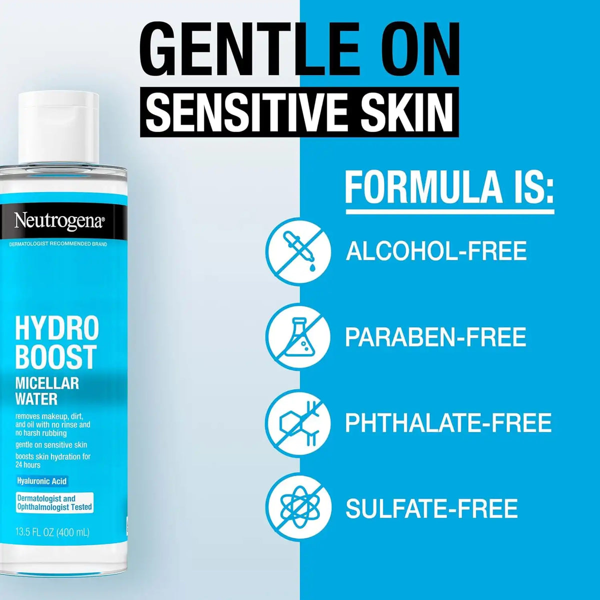 Neutrogena Hydro Boost Micellar Water with Hyaluronic Acid, 13.5 Fl Oz (Pack of 6)