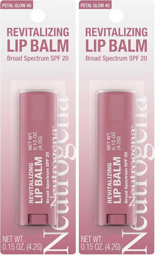 Neutrogena Lip Balm, Tinted, SPF 20 | Moisturizing | Revitalizing | Petal Glow 40 | Pack of 2