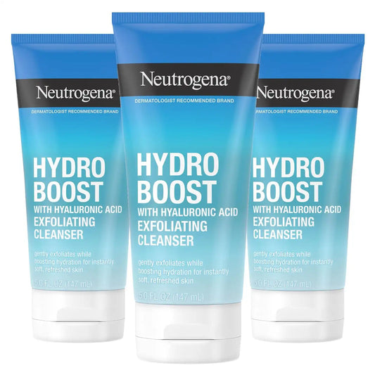 Neutrogena Hydro Boost Gentle Exfoliating Facial Cleanser, 5 oz, 3 Pack