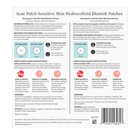 Neutrogena Flawless Fix Sensitive Skin Acne Patch Duo Set, 66 ct, Two Sizes (Pack of 12)