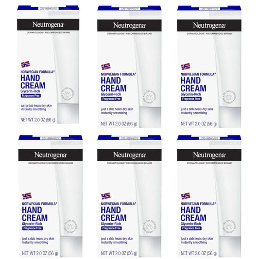 Neutrogena Norwegian Formula Hand Cream, Fragrance Free, 6 x 2 oz