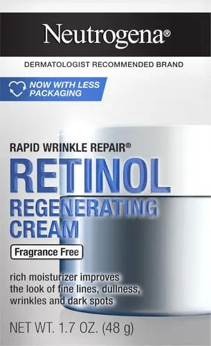 Neutrogena Rapid Wrinkle Repair Retinol Face Moisturizer, Fragrance Free, Daily Anti-Aging Face Cream with Retinol & Hyaluronic Acid to Fight Fine Lines, Wrinkles, & Dark Spots, 1.7 Ounce (Pack of 12)