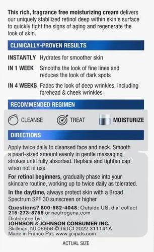 Neutrogena Rapid Wrinkle Repair Retinol Face Moisturizer, Fragrance Free, Daily Anti-Aging Face Cream with Retinol & Hyaluronic Acid to Fight Fine Lines, Wrinkles, & Dark Spots, 1.7 Ounce (Pack of 12)