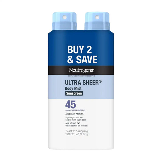 Neutrogena Ultra Sheer Dry Touch Sunscreen Spray, SPF 45, 2 x 5 oz