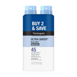 Neutrogena Ultra Sheer Dry Touch Sunscreen Spray, SPF 45, 2 x 5 oz