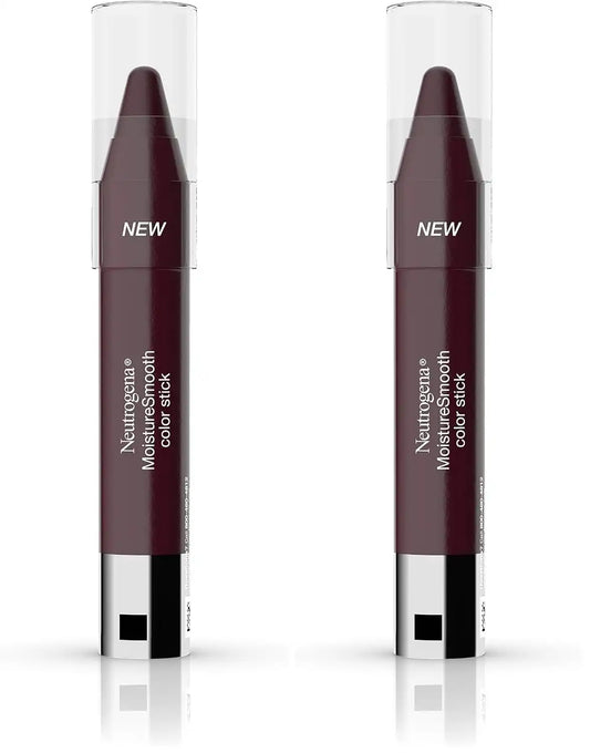 Neutrogena MoistureSmooth Color Stick for Lips, Moisturizing and Conditioning Lipstick with a Balm-Like Formula, Nourishing Shea Butter and Fruit Extracts, 180 Deep Plum, .011 oz (Pack of 2)