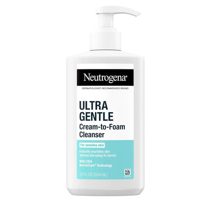 Neutrogena Ultra Gentle Cream to Foaming Face Wash, 12 fl oz