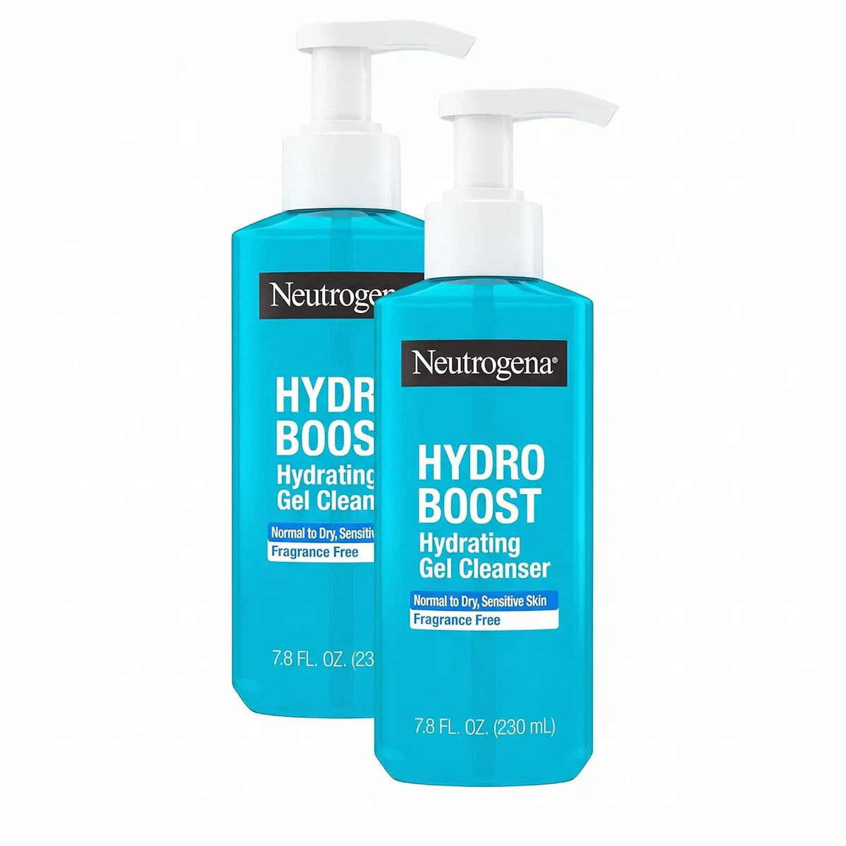 Neutrogena Hydro Boost Face Wash,Fragrance Free,Hydrating Facial Cleanser with Hyaluronic Acid,Daily Foaming Face Wash & Makeup Remover,Hypoallergenic Gel Cleanser,7.8 fl. oz,(Pack of 2)