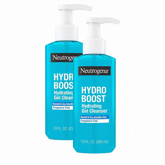 Neutrogena Hydro Boost Face Wash,Fragrance Free,Hydrating Facial Cleanser with Hyaluronic Acid,Daily Foaming Face Wash & Makeup Remover,Hypoallergenic Gel Cleanser,7.8 fl. oz,(Pack of 2)
