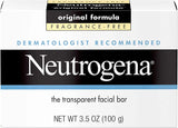 Neutrogena Original Fragrance-Free Facial Cleansing Bar with Glycerin, Pure & Transparent Gentle Face Wash Bar Soap, Free of Harsh Detergents, Dyes & Hardeners, 3.5 oz (Pack of 3)