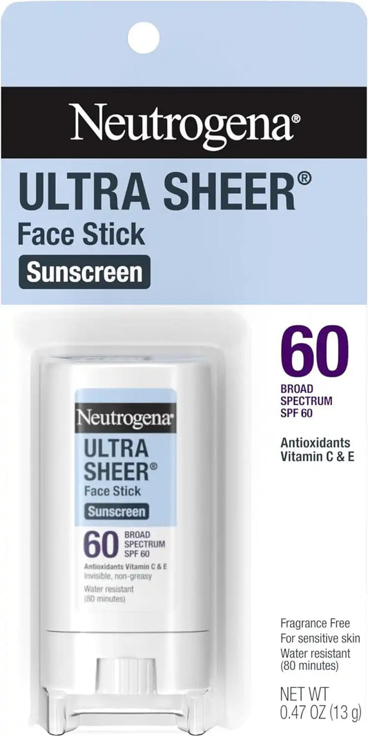 Neutrogena Ultra Sheer Face Sunscreen Stick SPF 60, 0.47 Ounce (Pack of 12)