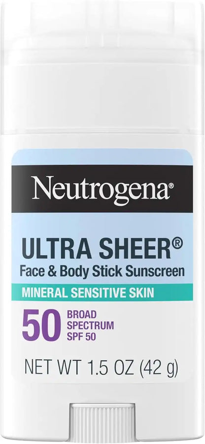 Neutrogena Ultra Sheer Mineral Sunscreen Stick SPF 50, 1.5 Ounce (Pack of 12)