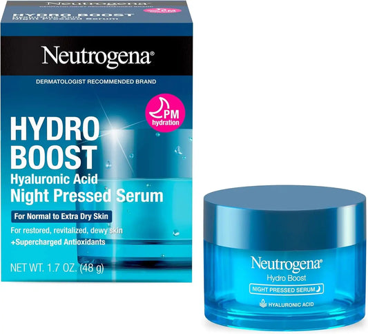Neutrogena Hydro Boost Night Pressed Serum - with Hyaluronic Acid & Antioxidants, Hydrating Face Moisturizer that Restores & Revitalizes Skin Overnight, for Normal to Extra Dry Skin, 1.7 oz