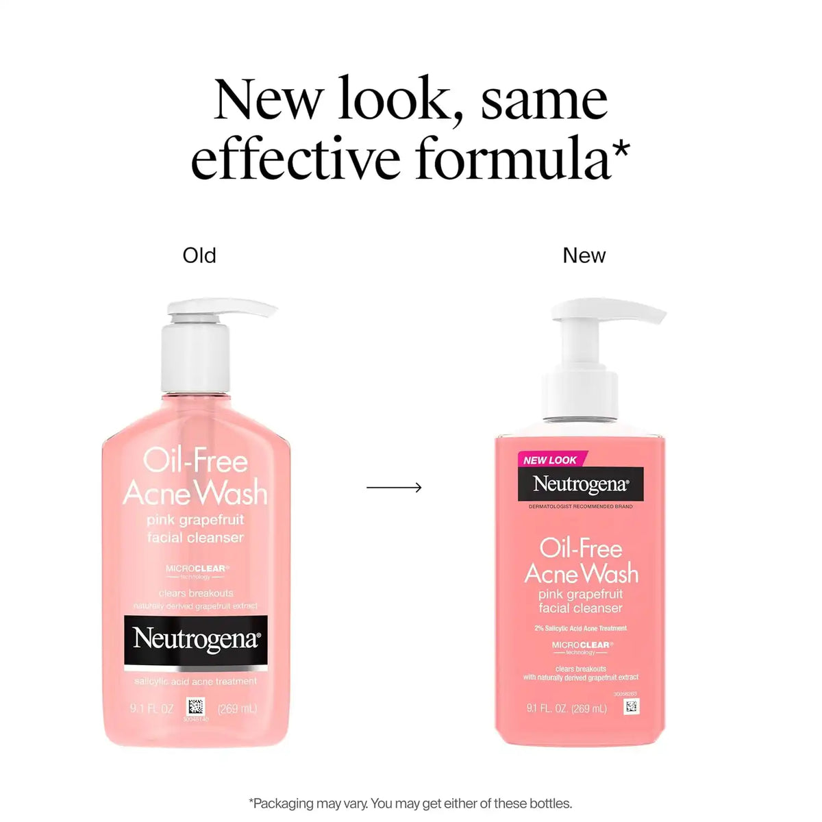 Neutrogena Oil Free Pink Grapefruit Acne Face Wash, 2 x 9.1 fl oz