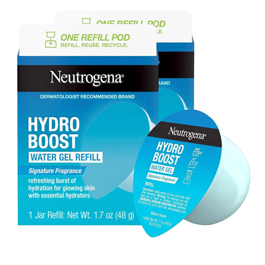Neutrogena Hydro Boost Water Gel Face Moisturizer Refill Pod, Refill Pack-of Hyaluronic Acid Moisturizer for a Refreshing Burst of Hydration & Dewy Skin, Signature Fragrance, 1.7 oz,(Pack of 2)