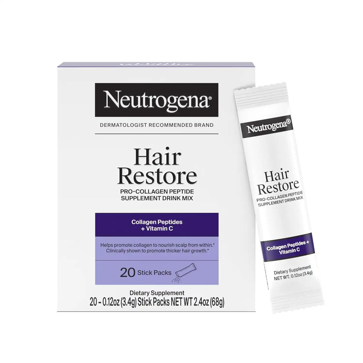 Neutrogena Hair Restore Pro-Collagen Peptide Supplement, 20 Packs