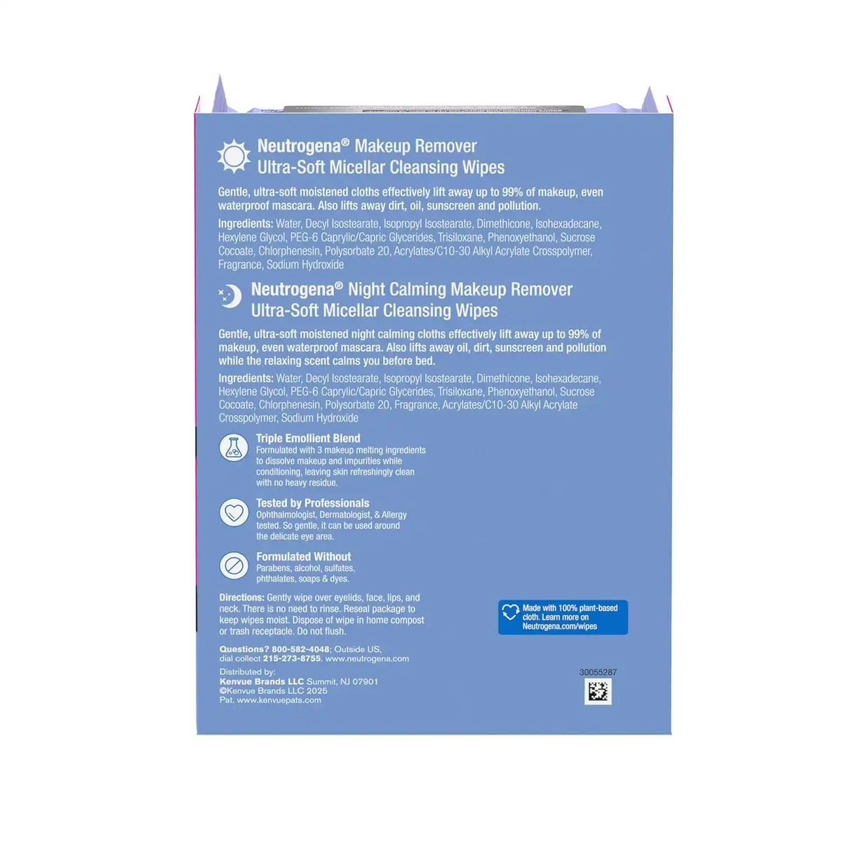 Neutrogena Day & Night Facial Cleansing Wipes, 3 Packs of 25