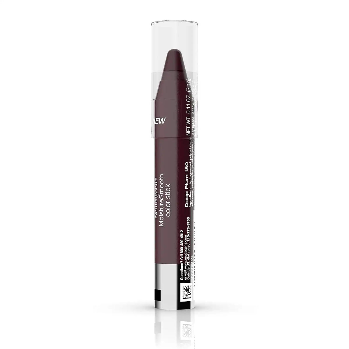 Neutrogena MoistureSmooth Color Stick for Lips, Moisturizing and Conditioning Lipstick with a Balm-Like Formula, Nourishing Shea Butter and Fruit Extracts, 180 Deep Plum, .011 oz (Pack of 2)