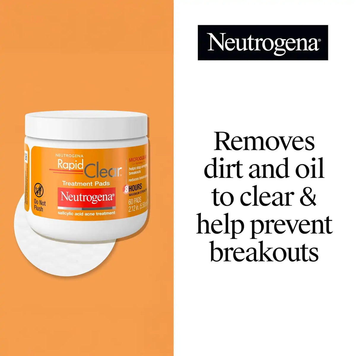Neutrogena Rapid Clear Maximum Strength Acne Face Pads, 3 x 60 ct