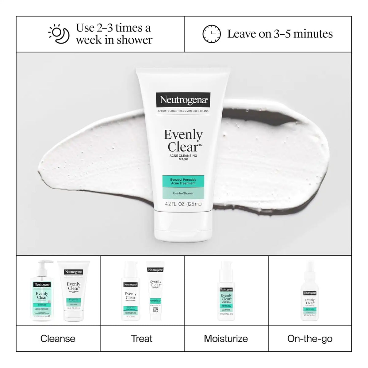 Neutrogena Evenly Clear Acne Cleansing Face Mask, 4.2 Ounce (Pack of 12)
