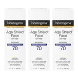 Neutrogena Age Shield Face Oil-Free Sunscreen Lotion with Broad Spectrum SPF 70, Non-Comedogenic Moisturizing Sunscreen to Help Prevent Signs of Aging, PABA-Free, 3 fl. oz (Pack of 3)