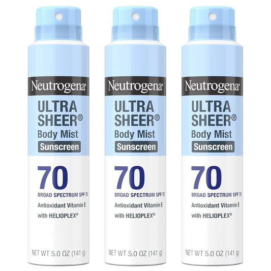 Neutrogena Ultra Sheer Dry Touch Sunscreen Spray, SPF 70, 3 x 5 oz