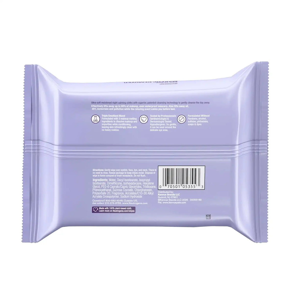 Neutrogena Night Calming Makeup Remover Wipes, 25 ct