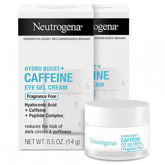 Neutrogena Hydro Boost + Eye Cream for Dark Circles & Puffiness,Under Eye Cream with Caffeine,Hyaluronic Acid and Peptides,Fragrance Free,0.5 oz,(Pack of 2)