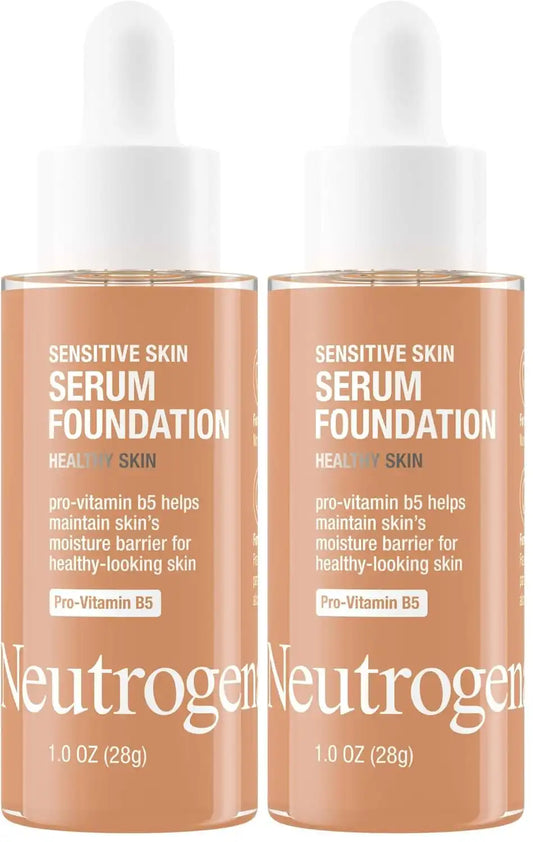 Neutrogena Healthy Skin Sensitive Skin Serum Foundation with Pro-Vitamin B5, Color Correcting & Pore Minimizing Liquid Foundation & Face Serum, Buildable Coverage, Medium/Deep 01, 1 oz (Pack of 2)