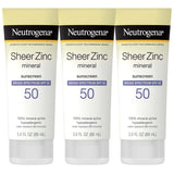 Neutrogena Sheer Zinc Oxide Mineral Sunscreen SPF 50, 3 fl oz, 3 Pack