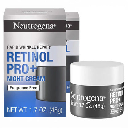 Neutrogena Retinol Pro+ Anti-Wrinkle Night Moisturizer,Rapid Wrinkle Repair,Anti-Aging Face & Neck Cream,Formulated without fragrance,parabens,dyes,& phthalates,Retinol,1.7 oz,(Pack of 2)