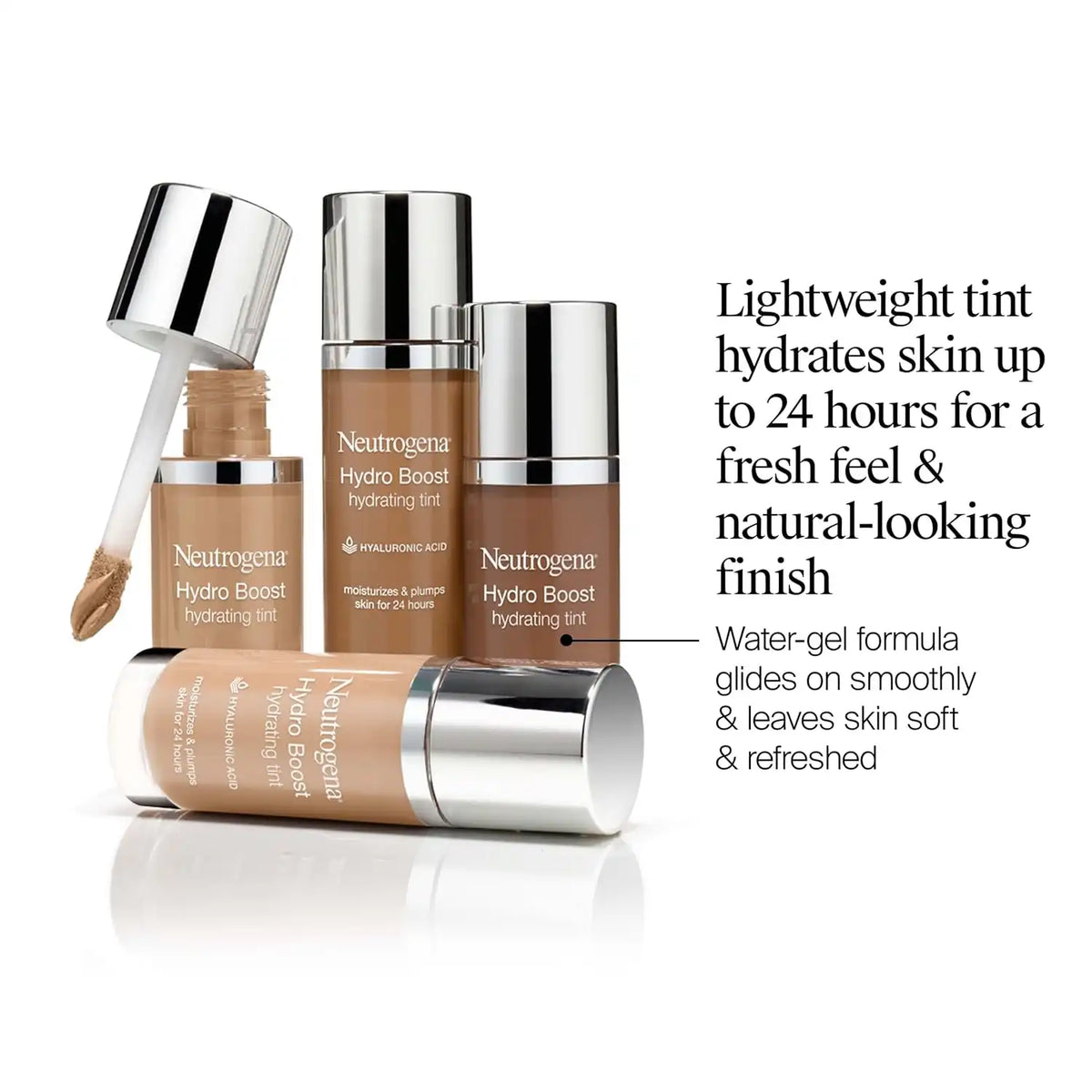 Neutrogena Hydro Boost Tint Foundation Makeup, 50 Soft Beige, 1.0 fl oz