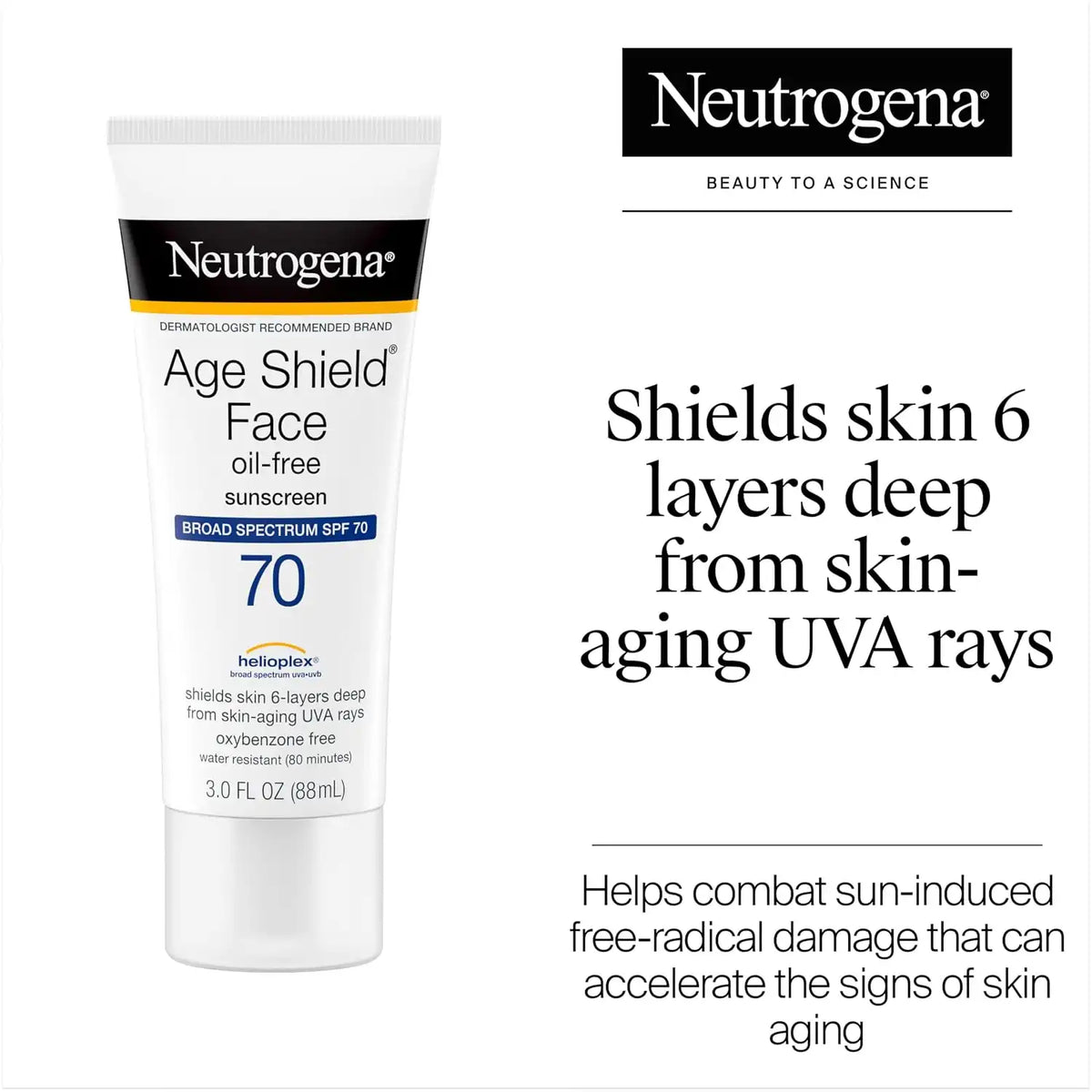Neutrogena Age Shield Face Sunscreen Lotion SPF 70, 3 fl oz, 2 Pack