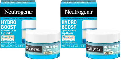 Neutrogena Hydro Boost Hyaluronic Acid, Unscented Lip Balm Leaves Lips Feeling Hydrated, Sheer Ice Nude Lip Balm with a Sweet Sugar Flavor, Fragrance Free, 0.5 oz (Pack of 2)