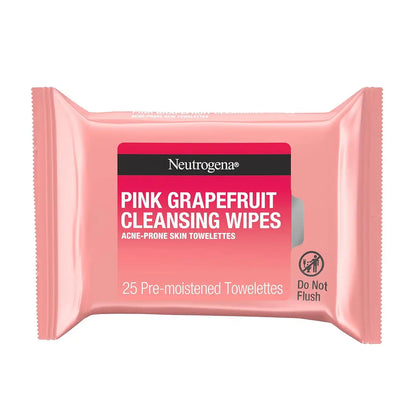 Neutrogena Oil-Free Facial Cleansing Makeup Wipes with Pink Grapefruit, Disposable & Pre-Moistened Daily Acne Face Towelettes to Remove Dirt, Oil & Makeup for Acne Prone Skin, Pack of 6, 150 Count